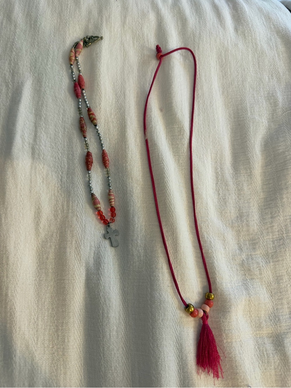 Pink Tassel and Beaded Necklace Set - Women Jewelry
